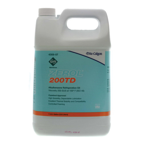 Nu-Calgon Zerol 200TD 4308-07 Alkylbenzene Refrigeration Oil, 1 gal, Clear, 39 cSt Viscosity