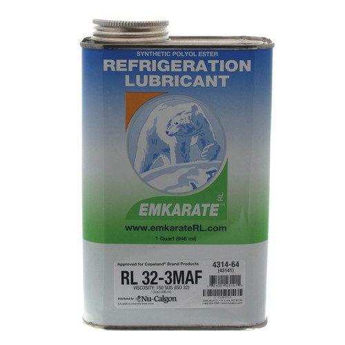 Nu-Calgon Emkarate 4314-64 Refrigeration Oil, 1 qt, Colorless to Yellow, Mild