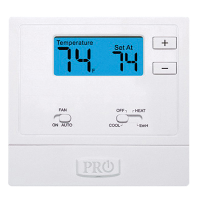 Pro1 IAQ T600 T621-2 Thermostat, 18 - 30 VAC, 1 - 1.5 A, (2) AA Alkaline Battery, 2 Heat/1 Cool -Stage