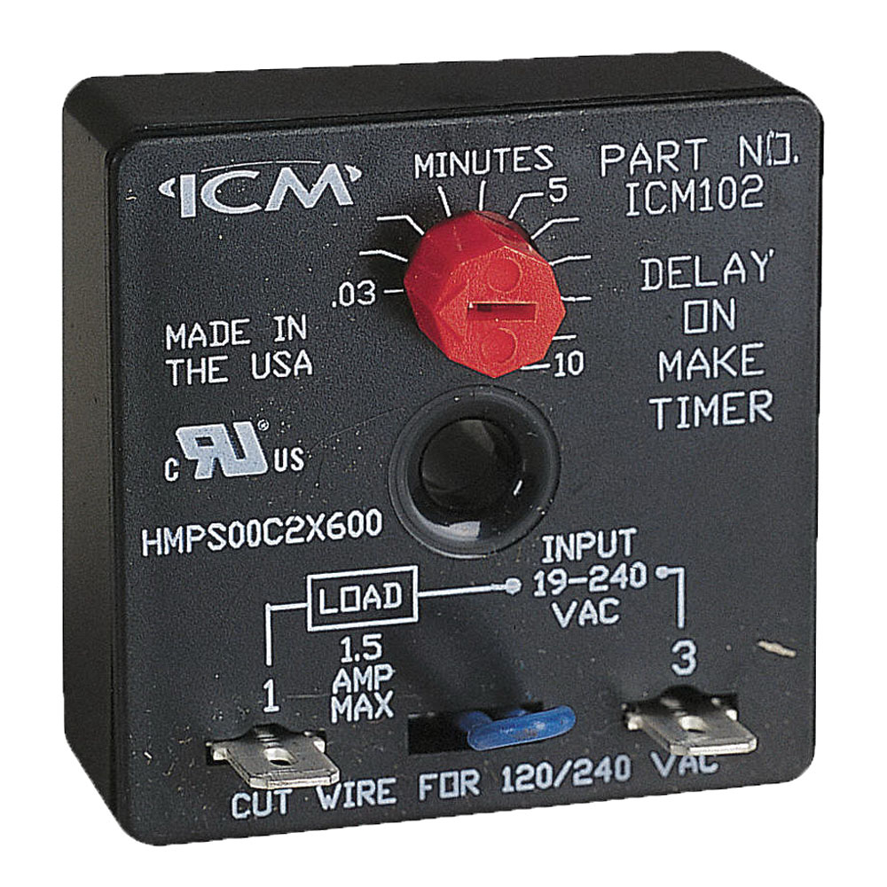 ICM™ ICM102B Time Delay Relay, 18 to 240 VAC, 1.5/15 A Inrush/40 mA Holding, 1.5 -Pole
