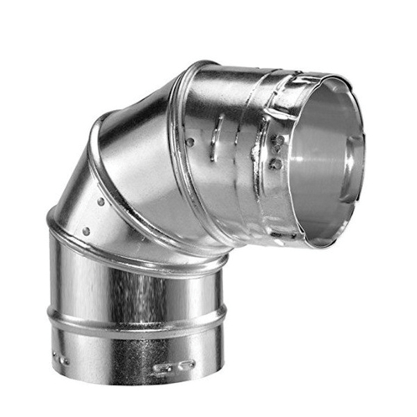 DuraVent® 4GVL90 Gas Vent Elbow, 4 in, 90 deg, 0.012 in Aluminum Inner and 0.018 in Galvanized Steel Outer