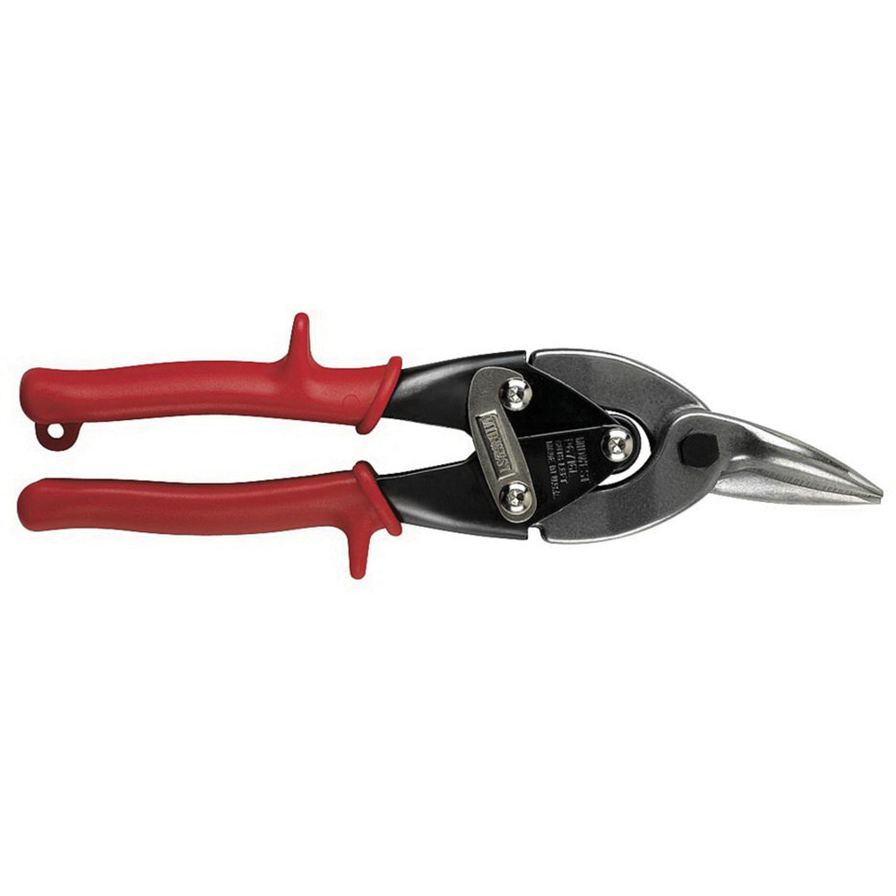 Midwest Snips® P6716L Aviation Snip, 10 in OAL, 1-1/4 in L Cut, Ergonomic Grip Handle, Red Handle