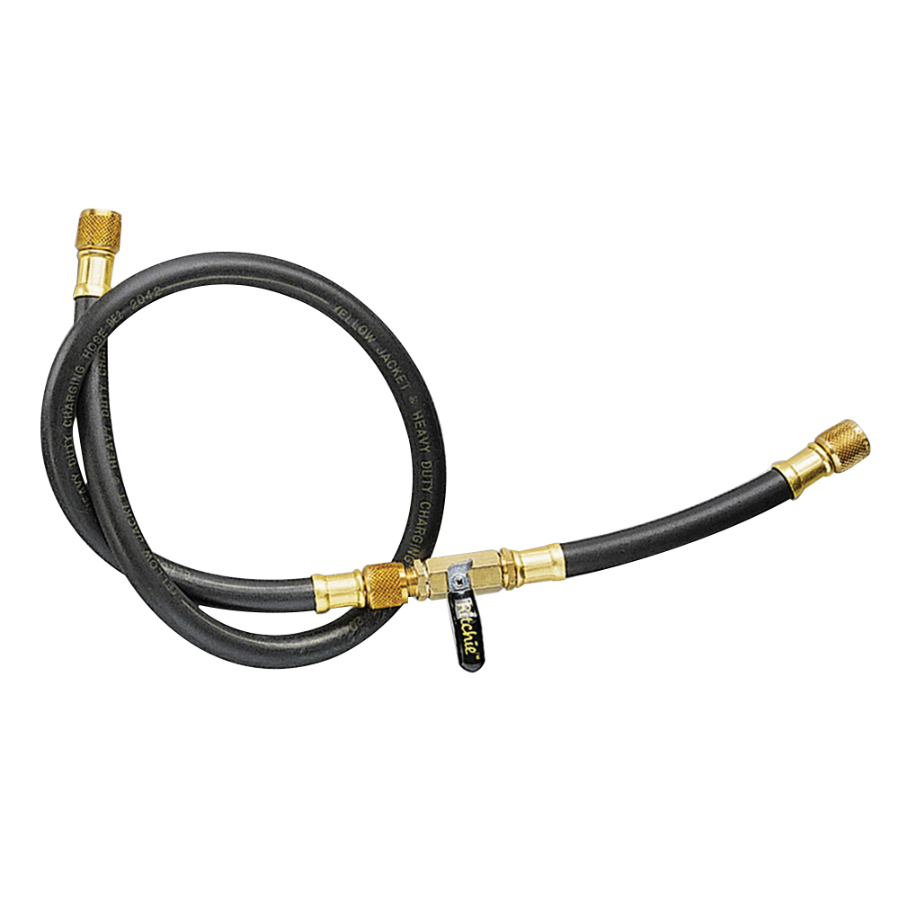 Yellow Jacket® Plus II 15672 Refrigerant Charging/High Vacuum Hose, 3/8 in Straight Flare Nominal, 72 in L, Black