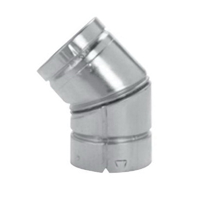Selkirk® 104222 Gas Vent Elbow, 4 in, 45/60 deg, Aluminum Inner and 28 ga Galvanized Steel Outer