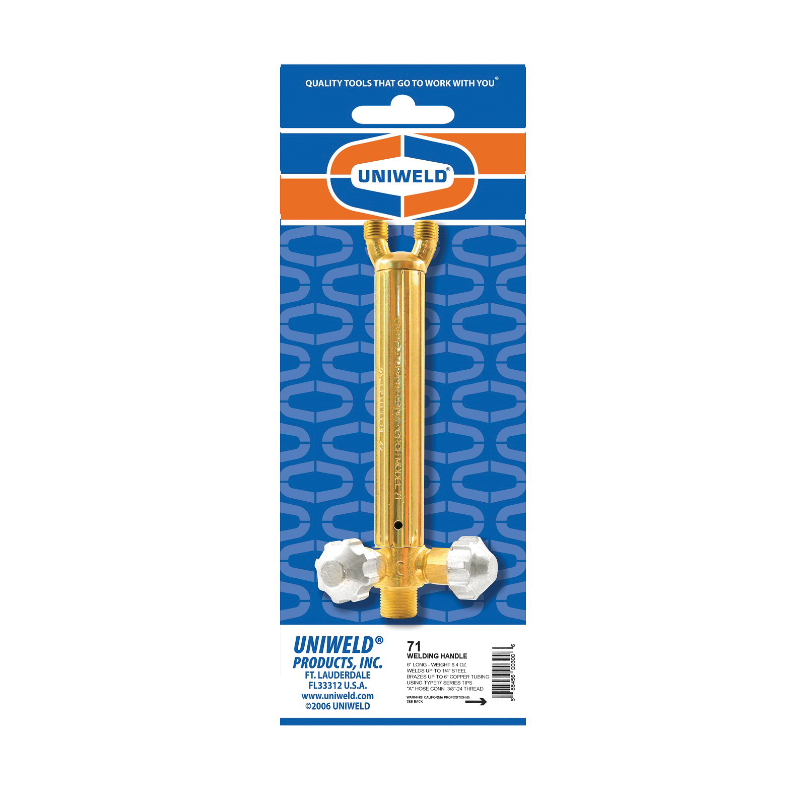 UNIWELD® 71 Welding Handle, Brass/Aluminum, Gold and Silver, Hose Connection