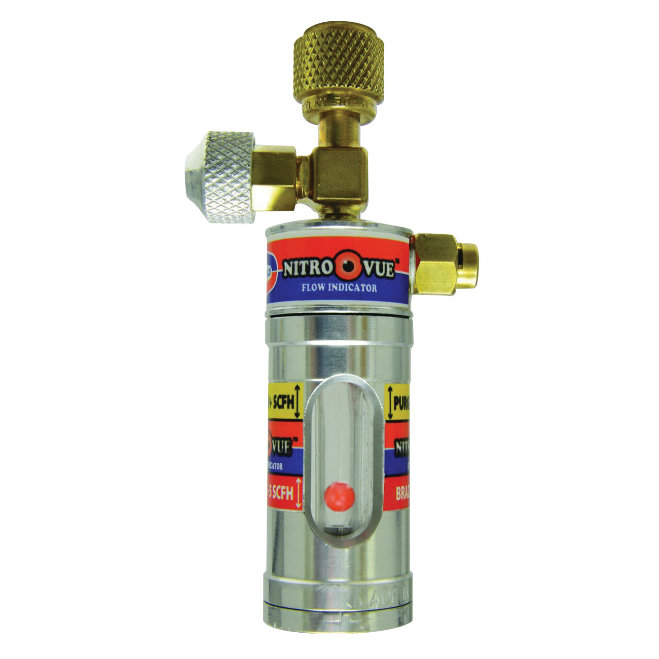 UNIWELD® Nitrovue NV1 Nitrogen Flow Indicator, 1/4 in Fitting, Female Flared CGA Inlet x Male Flared Outlet Connection