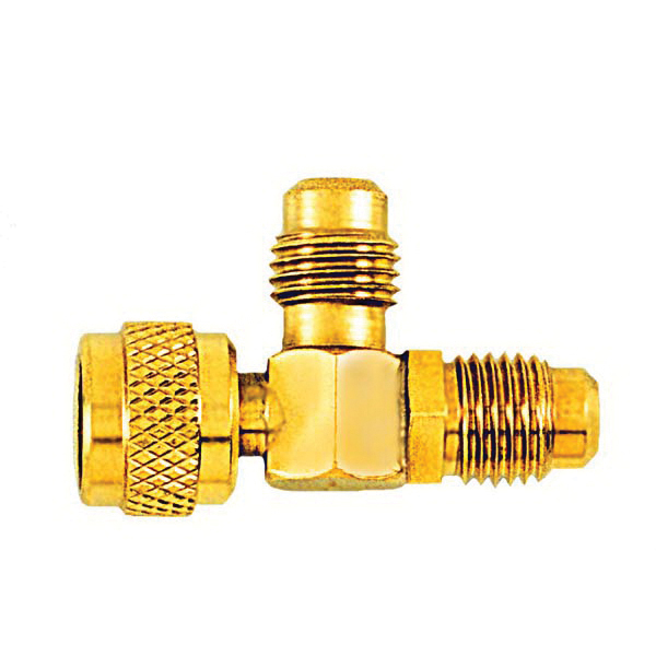 C&D Valve CD5044 Access Tee Valve, 1/4 in Nominal, Male Flared x Female Flared x Male Flared Connection