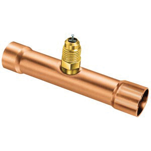 JB Industries A31338 Access Valve Swaged Braze Tee, 1/2 x 1/2 x 1/4 in Nominal, OD X OD x SAE Male Flared Connection