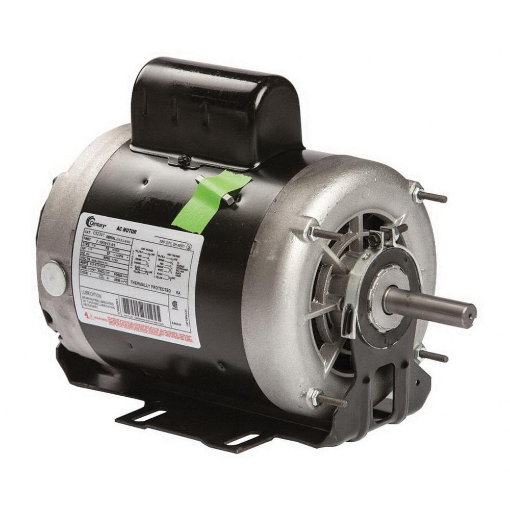 Century® C523V1 Fan and Blower Motor, 115/208 to 230 VAC, 6.2 to 6.3/12.6 A, 1 hp, 1725 rpm Speed, 0.75 kW, 1 ph