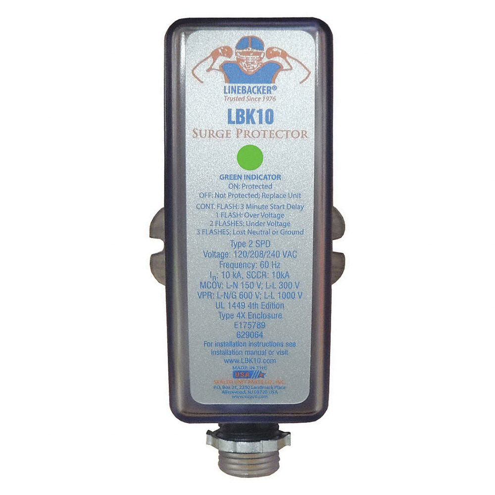 Supco® Linebacker LBK10 Surge Protector, 120 to 240 V, 10 kA, 2-Pole