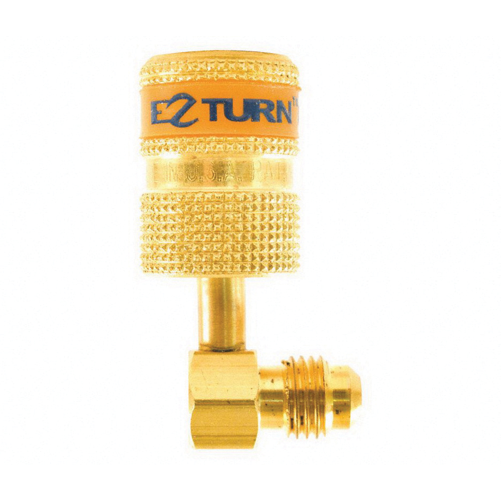 UNIWELD® EZ Turn EZABM90 Anti-Blowback Hose Adapter, 1/4 x 5/16 in, Male x Female Connection, Brass