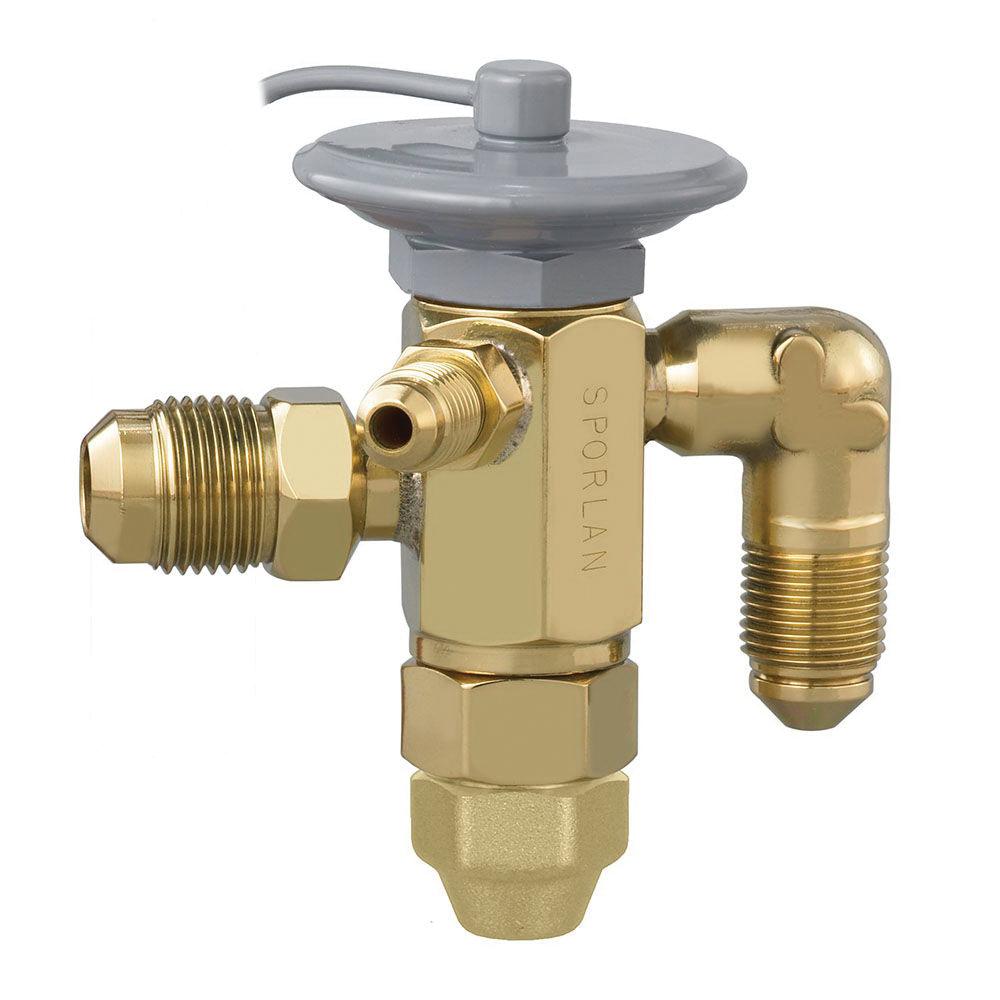 Sporlan&reg; 100415 Thermostatic Expansion Valve, 3/8 x 1/2 in, SAE Flared, R-404A (Orange) Refrigerant, Brass