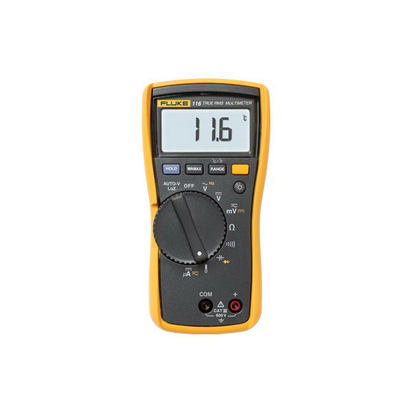 Fluke® 116 Digital Multimeter, 600 mV, 6 - 600 VDC, 600 ohm - 40 Mohm