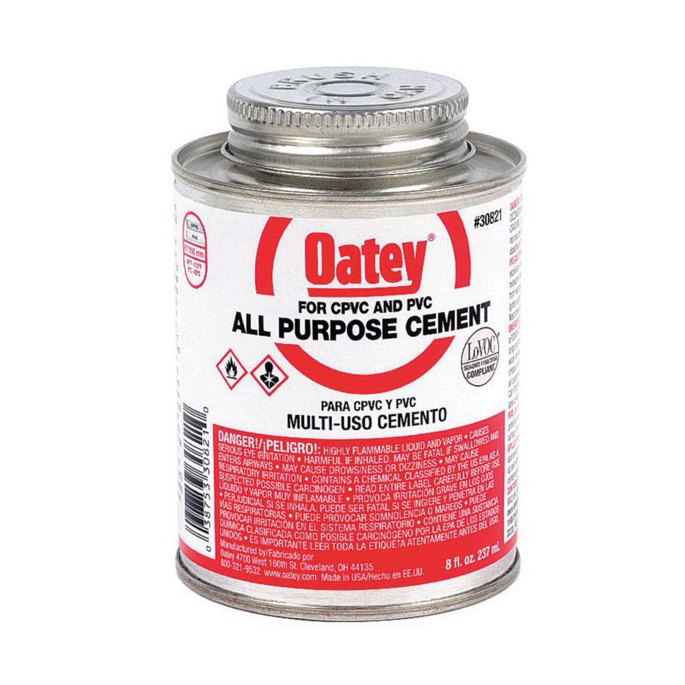 Oatey® 30821 Solvent Cement, 8 oz, Liquid, Clear Milky, Solvent, 2 hr Curing
