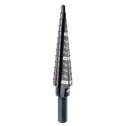 Milwaukee® 48-89-9201 Step Drill Bit, 13 -Hole Size, 1/8 in Min Hole Size, 1/2 in Max Hole Size, High Speed Steel