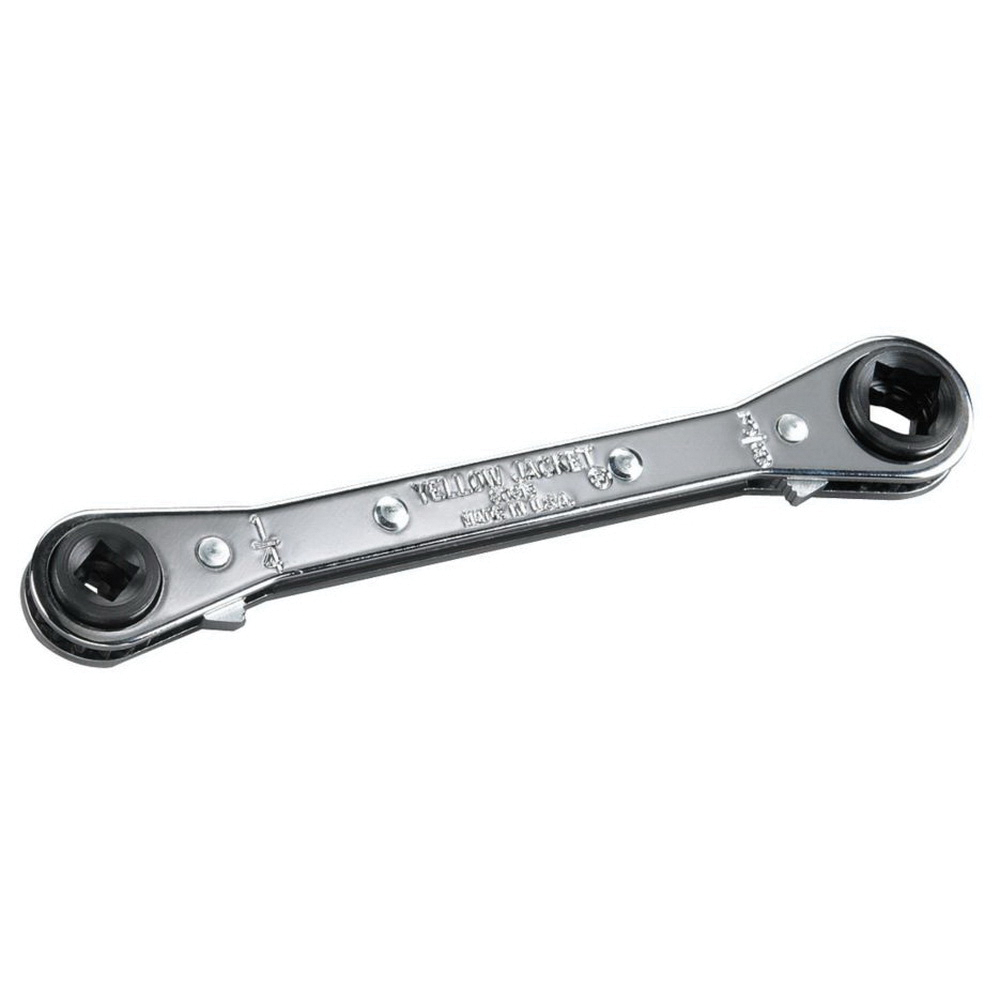 Yellow Jacket® 60613 Ratcheting Wrench, 3/8 x 5/16 in Square, 1/4 x 3/16 in Hex Drive, 5-5/8 in OAL, Forged Steel Head