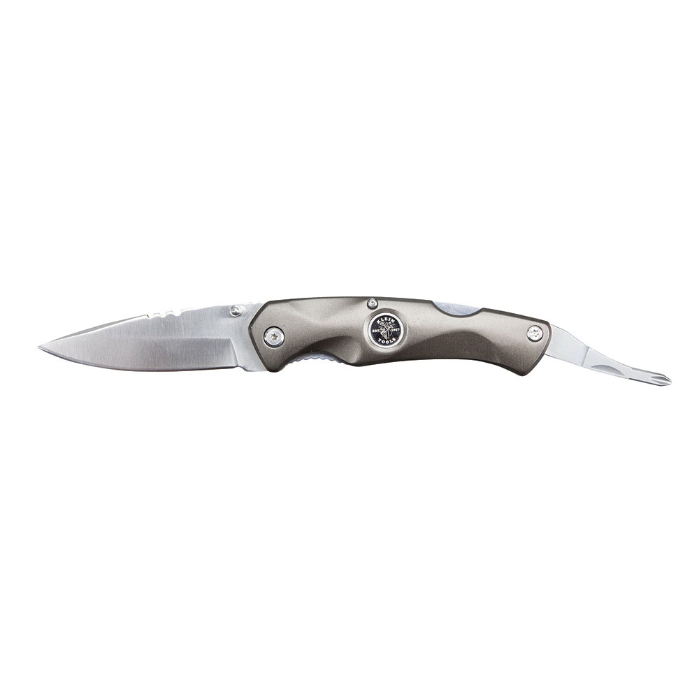 Klein® 44217 Electrician's Pocket Knife, Drop Point Blade, 3-3/8 in L Blade, 440A Stainless Steel Blade, Aluminum Handle