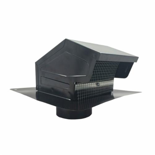Builders Best® 012636 Metal Roof Cap with Flush, 4 in Dia, 4-3/4 in H, Galvanized Steel, Black, Polyester Powder-Coated