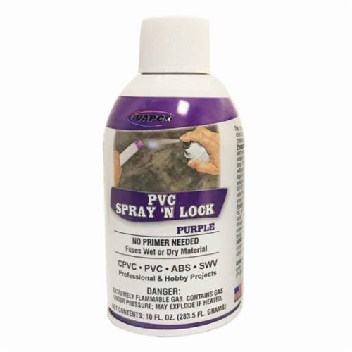 VAPCO Spray N' Lock PVC-SNLP PVC Sealant, Gas, Purple, Characteristic Ketone, 10 oz