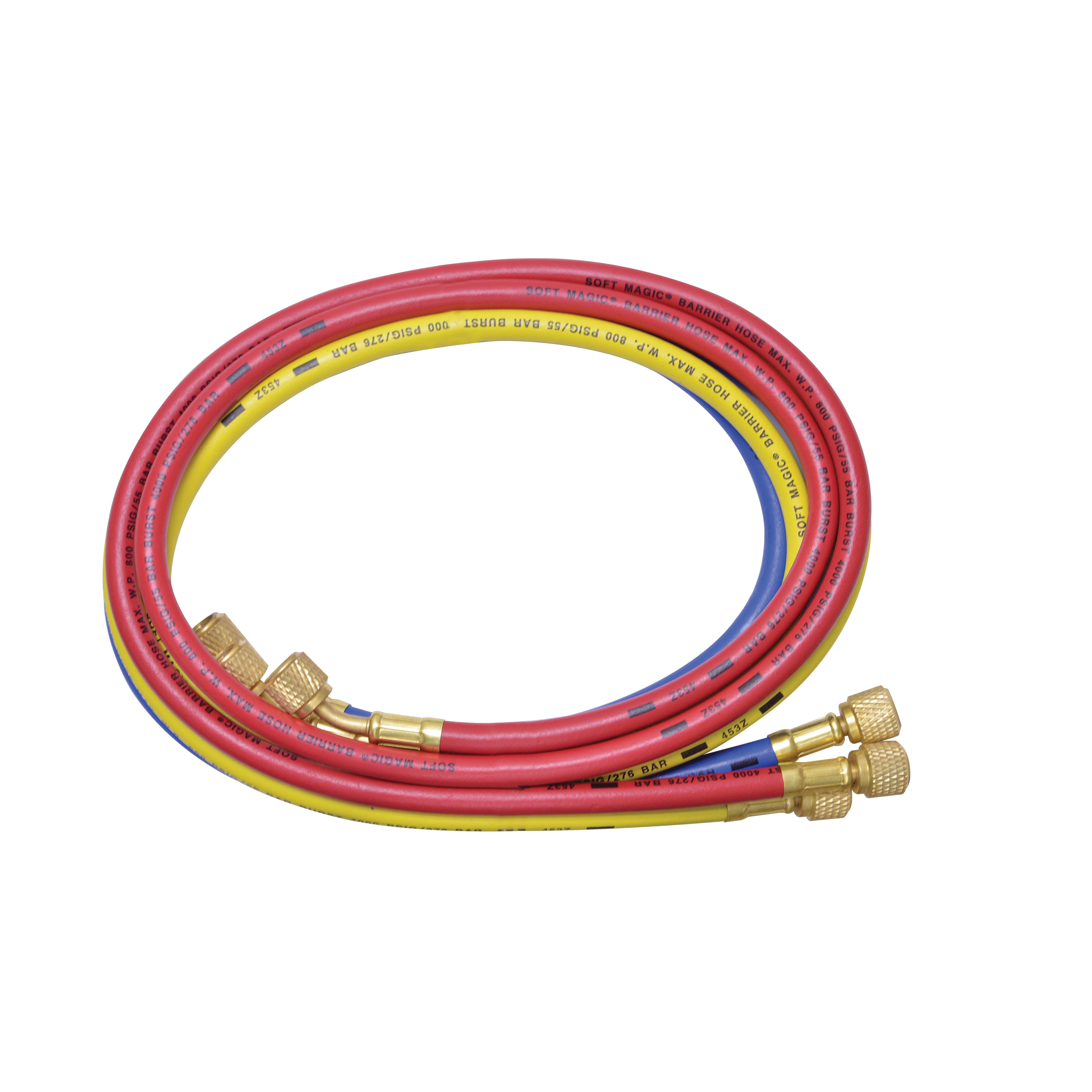 UNIWELD® HC5SMB Refrigerant Charging Hose Set, 5 ft L, Nylon, Blue/Red/Yellow