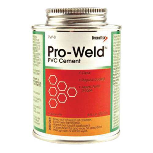 DiversiTech® Pro-Weld™ PW-8 PVC Cement, 8 oz, Liquid, Clear, Ether