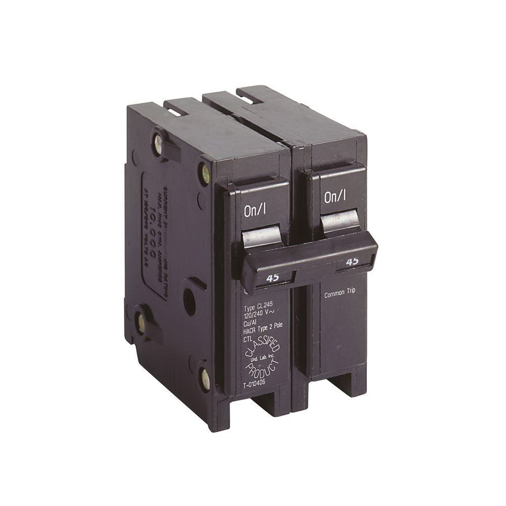 Cutler-Hammer CL245 Molded Case Circuit Breaker, 120/240 V, 45 A, 10 kA Interrupt, 2 -Pole
