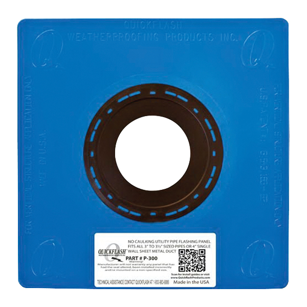 Quickflash® P-300 Flashing Panel, Fits Pipe Size: 3 in, Thermoplastic Elastomer