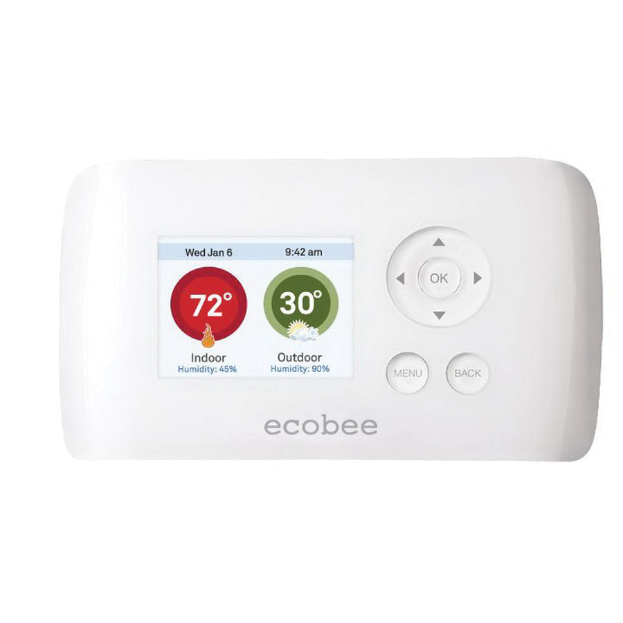 Ecobee EB-EMSSI-01 Wi-Fi Thermostat, 24 VAC, 7 day Program Programmability