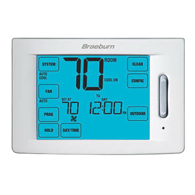 Braeburn® Deluxe 6300 Thermostat, 18 - 30 VAC, 3 VDC, 1 - 7 A, 7, 5-2 day Program Programmability