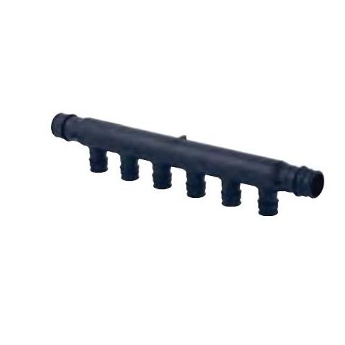 Uponor 6 Outlet Flow-Through Manifold, 1 inch Supply x 1/2 inch Loop, Pex