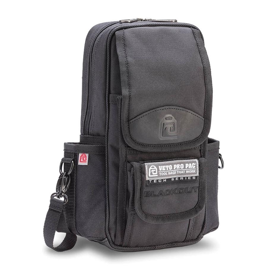 VETO PRO PAC® MB2 BLACKOUT Meter Bag, 8 in W, 13 in H, 12-Pocket, Zipper Closure, Black, Detachable Handle