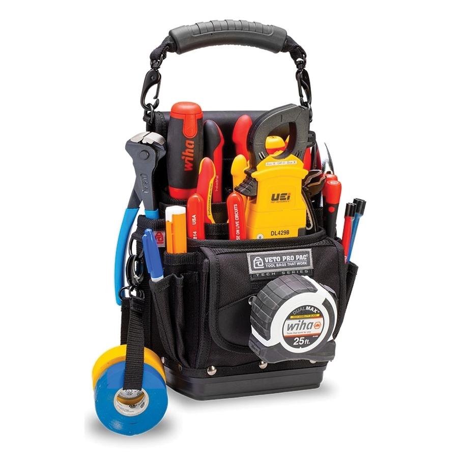 VETO PRO PAC® TP4B BLACKOUT Tool Pouch, 8-1/2 in W, 15 in H, 22-Pocket, Polypropylene, Black, Metal Clip Closure