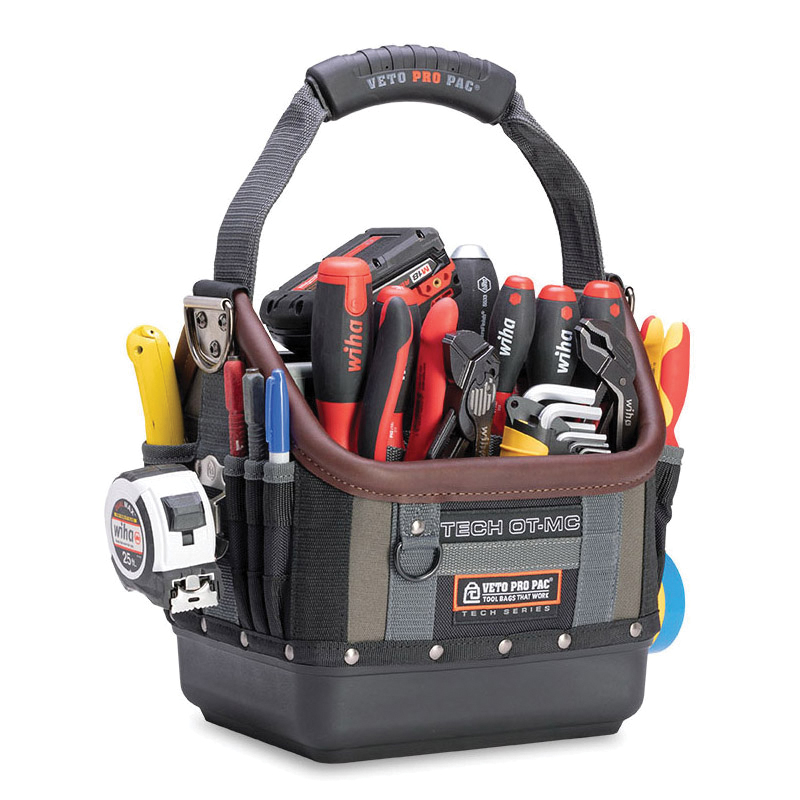 VETO PRO PAC® Tech Series VPP10061 Open Tool Bag, 13 in W, 12 in H, 28-Pocket, Ergonomic Grip Handle