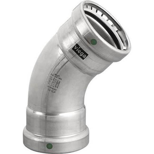 Viega 90535 45 deg Elbow, 3 in Press, 45 deg, Stainless Steel, 200 psi, 0 to 250 deg F thumbnail 2