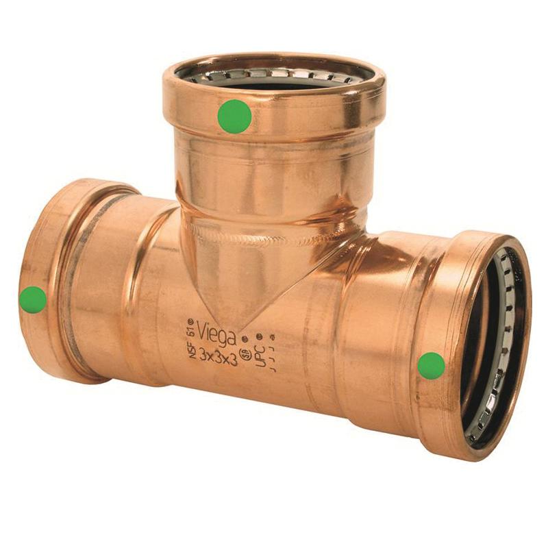 Viega ProPress 0918XL 4 inch x 4 inch x 3/4 inch Press x Press x Press XL-C Copper Tee