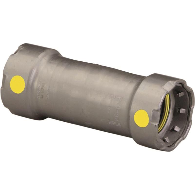 Viega MegaPressG 6615.3 1/2 inch x 1/2 inch Extended Coupling No Stop, Press x Press, Lead Free, Zinc-Nickel Coated Carbon Steel