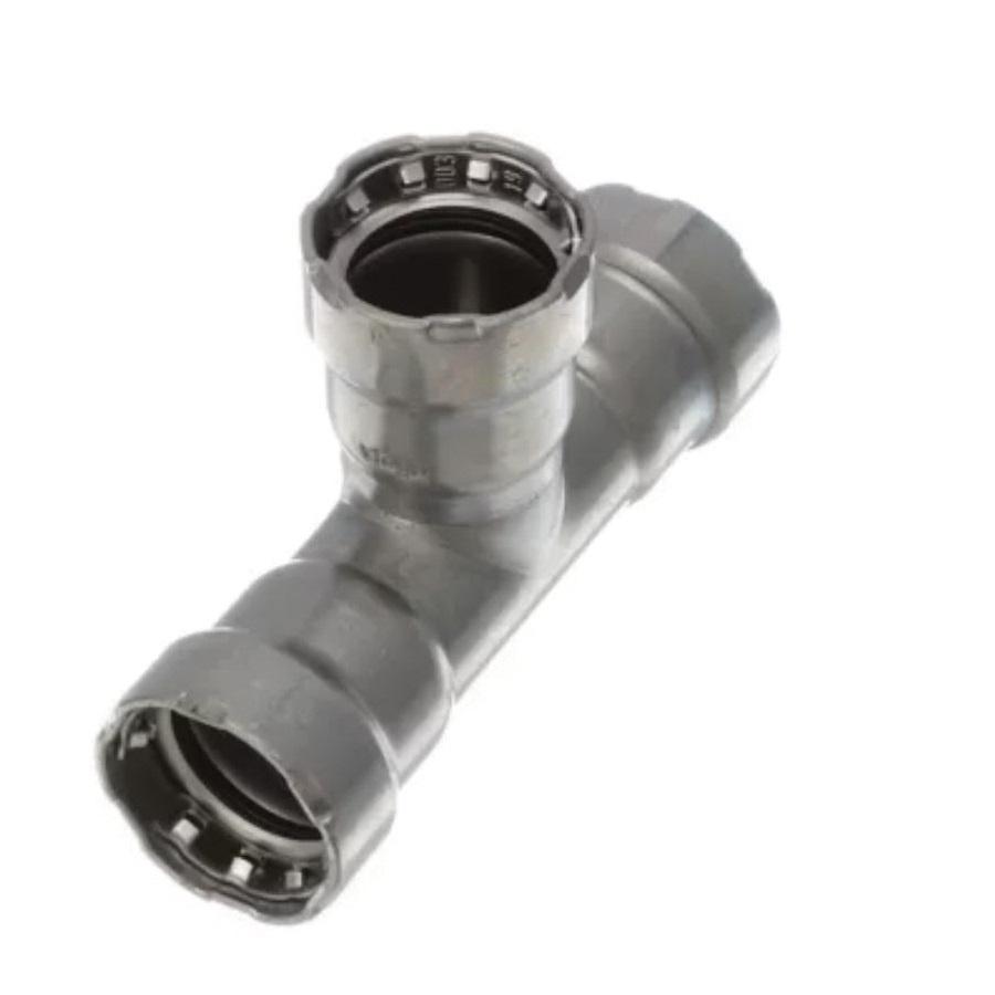 Viega MegaPress 4818 1-1/4 inch x 1-1/4 inch x 1 inch Tee, All Press, Lead Free, Zinc-Nickel Coated Carbon Steel