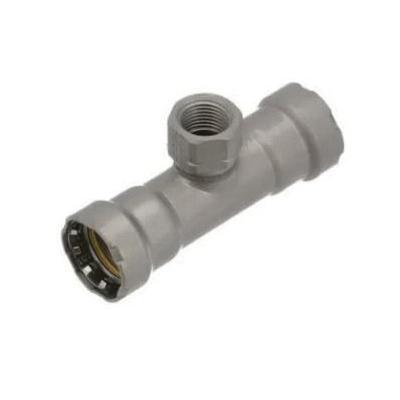 Viega MegaPressG 6617.2 1-1/2 inch x 1-1/2 inch x 1-1/4 inch Tee, Press x Press x FPT, Lead Free, Zinc-Nickel Coated Carbon Steel