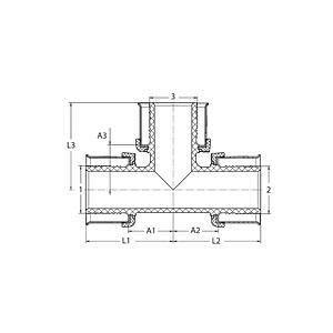 Viega 1-1/2 inch x 1-1/4 inch x 3/4 inch PEX Press Tee, Polymer, Press x Press x Press thumbnail 2