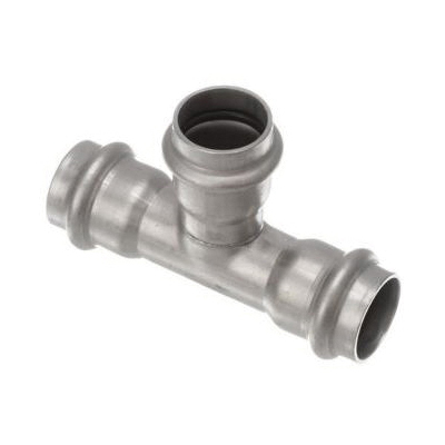 Viega 4018 Series 80690 Tube Tee, 1-1/2 in Press x 1-1/2 in Press x 1/2 in Press, Stainless Steel