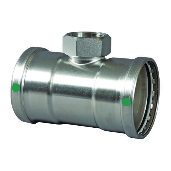 Viega ProPress® 316 80950 2-1/2 inch x 2-1/2 inch x 3/4 inch Press x Press x FNPT 316 Stainless Steel Reducing Tee