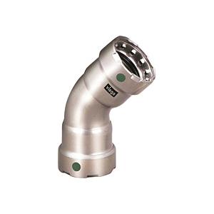 Viega 90075 45 deg Elbow, 2 in Press, 45 deg, Stainless Steel, 200 psi, 0 to 250 deg F