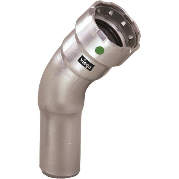 Viega 90900 45 deg Street Elbow, 1-1/4 in Fitting x Press, 45 deg, Stainless Steel, 200 psi, 0 to 250 deg F