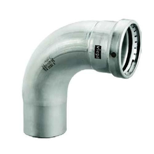 Viega 90525 90 deg Street Elbow, 4 in Press x Fitting, 90 deg, Stainless Steel, 200 psi, 0 to 250 deg F
