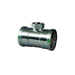 Viega 90620 Tee, 2-1/2 x 2-1/2 x 3/4 in, Press x Press x FNPT, Stainless Steel, 200 psi, 0 to 250 deg F