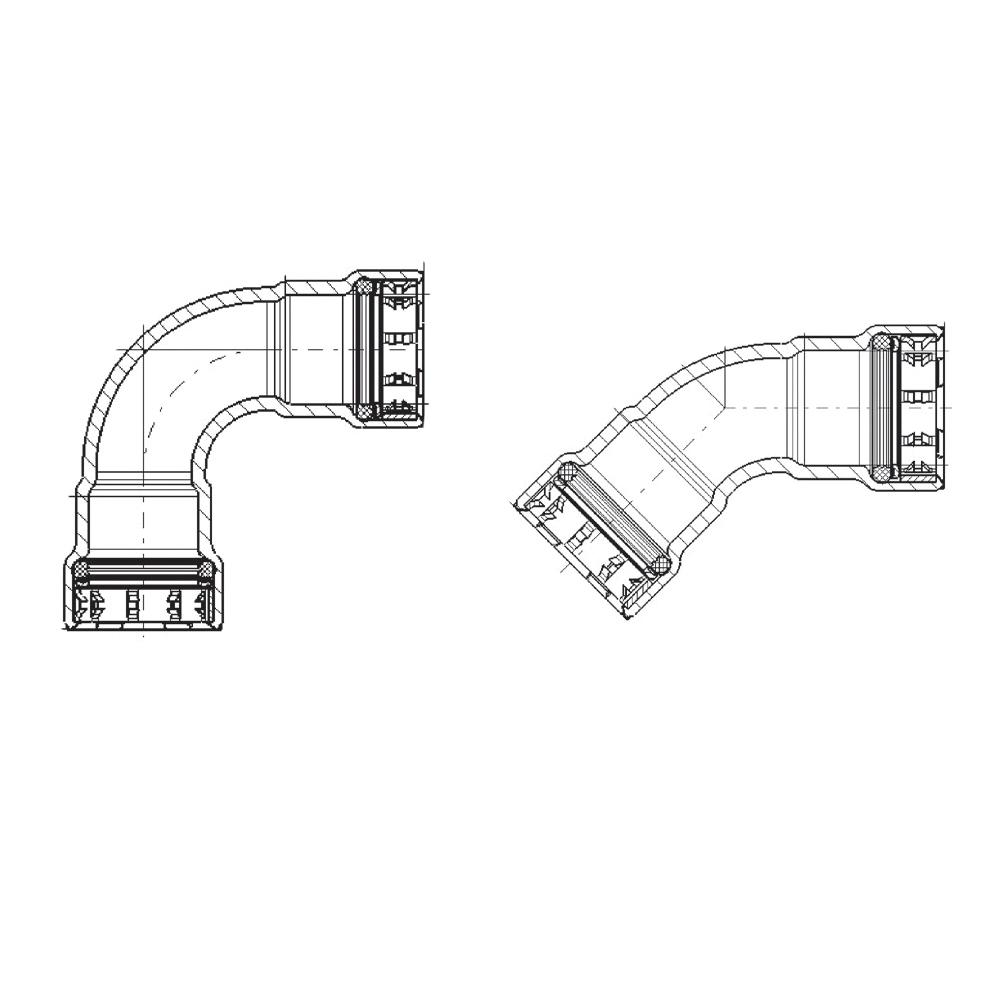 Viega 90840 45 deg Elbow, 1-1/4 in Press, 45 deg, Stainless Steel, 200 psi, 0 to 250 deg F thumbnail 2