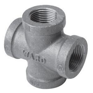 WardFlex 1.NMCR Cross, 1 in|1 in|1 in|1 in, FNPT|FNPT|FNPT|FNPT, Iron, Galvanized, 150 lb