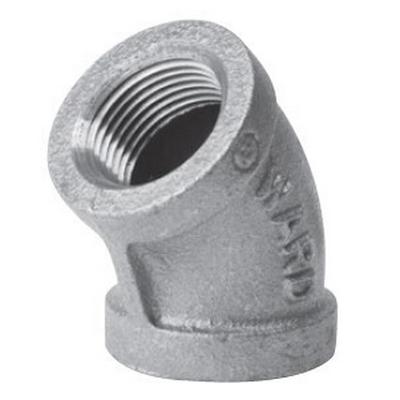WardFlex D.NM45L 45 deg Straight Elbow, 1/2 in FNPT x 1/2 in FNPT, Iron, Galvanized, 150 lb