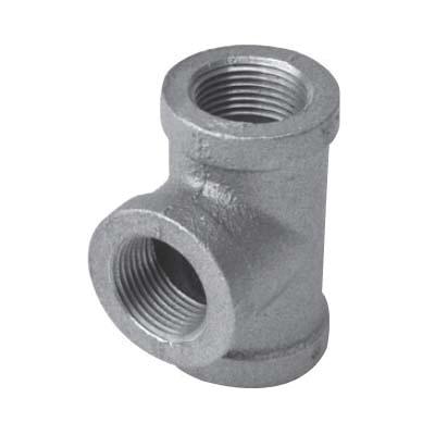 WardFlex AT03087 Straight Pipe Tee, 1/2 in NPT x 1/2 in NPT x 1/2 in NPT, Iron, Galvanized, 150 lb