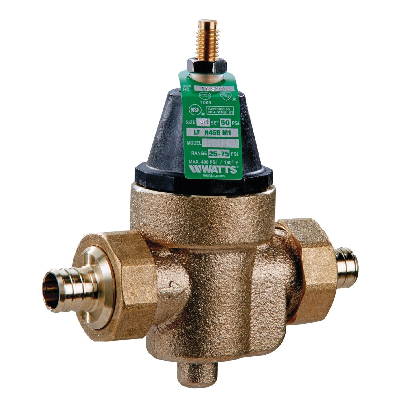 WATTS LFN45B Series 3/4 inch PEX Union x 3/4 inch PEX Union Lead-Free Copper Silicon Alloy Standard Water Pressure Reducing Valve